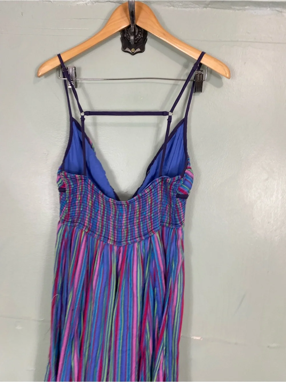 Free People Dream Weaver Maxi Dress Medium Rainbow Blue Striped Sundress